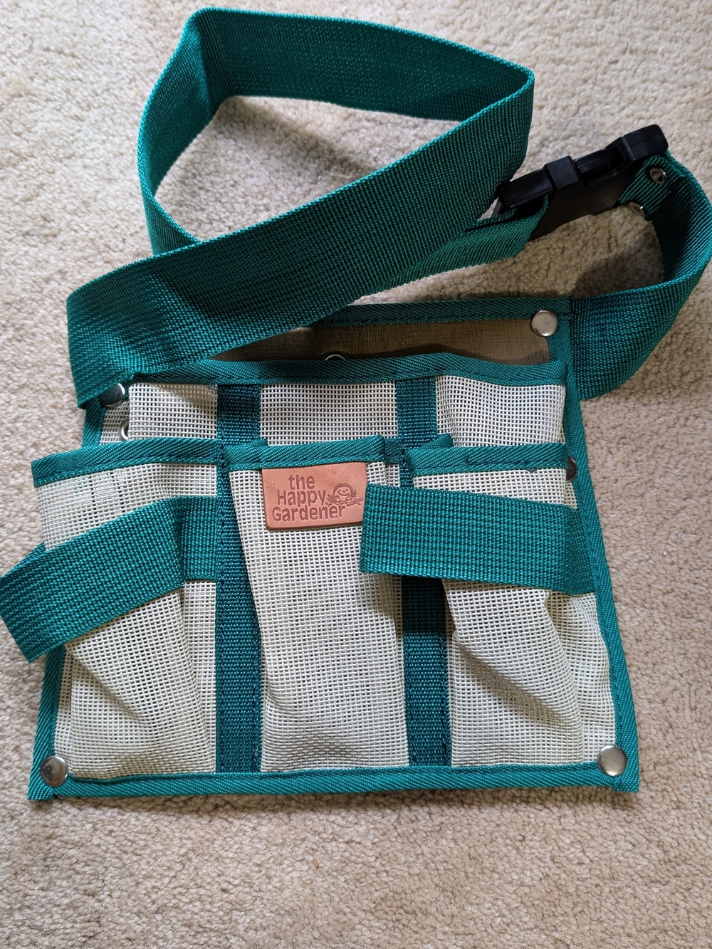 Lee Valley Teal and Cream Garden Tool Belt with Pouches